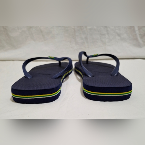 Havaianas Women's Brazil Logo Navy Flip Flops Size 9.5 To 10 41-42 - Picture 4 of 8